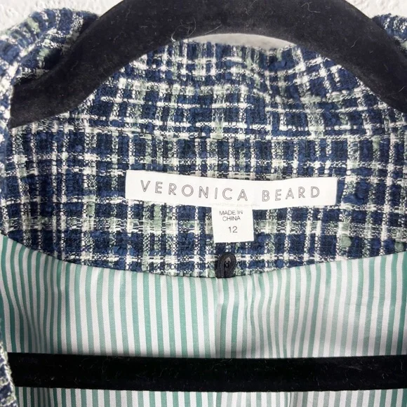 Veronica Beard Ada Cutaway Dickey Blazer Tweed Jacket in Navy Blue Multi Size 12 - Picture 3 of 6
